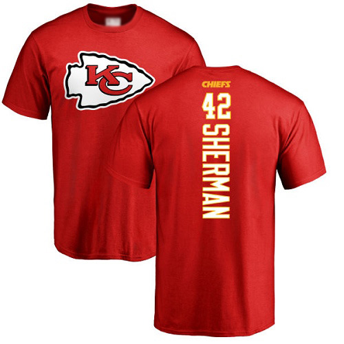 Men Kansas City Chiefs #42 Sherman Anthony Red Backer NFL T Shirt